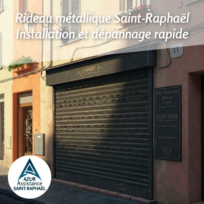 Rideau métallique de magasin fermé à Saint-Raphaël pour sécuriser une vitrine commerciale